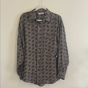 Vintage Thums Up Silk Button Down Shirt Geometric Jeetish Autumn 70s Retro Disco